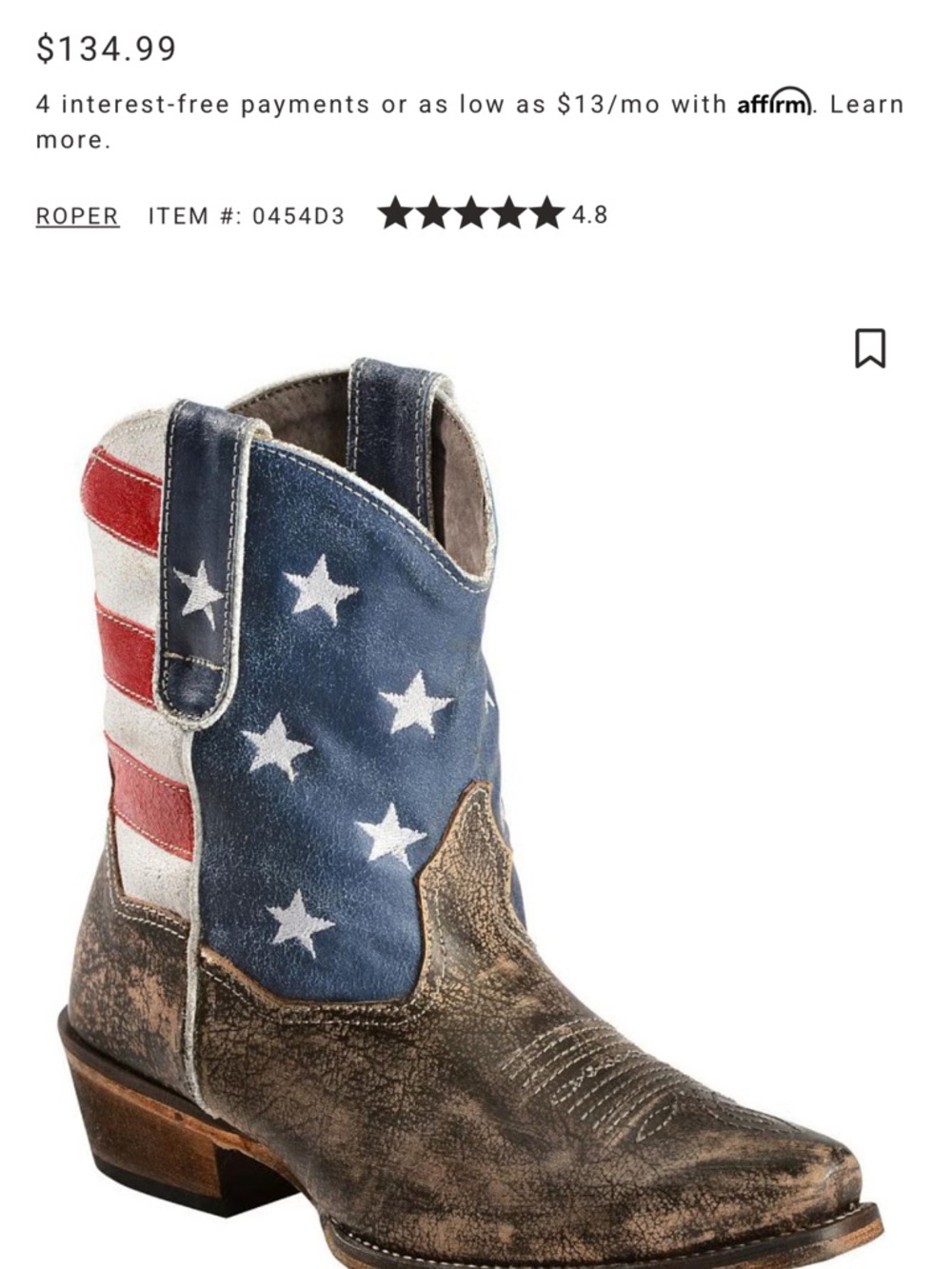 Roper American flag ankle boots 7.5